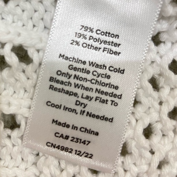 Talbots white cotton blend chunky loose knit sleeveless top/vest medium petite - Picture 9 of 9